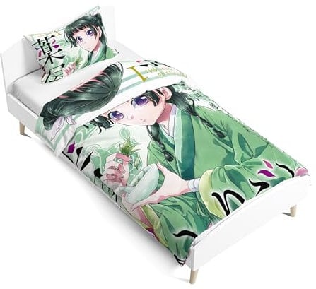 Zhongkaihua The Apothecary Diaries Merch Bettwäsche für Kinder, Einzelbett-Set, 2-teilig, 135 x 200 cm, Motiv: The Apothecary Diaries Figur, bedruckte Bettdecke/Kissenbezug, Bett-Set, Schlafzimmer,