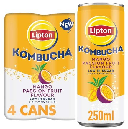 Lipton Kombucha Mango & Passion Fruit, 250ml,(Pack of 4)
