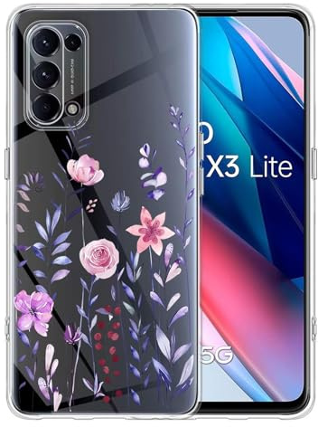Pazpnoy Handyhülle für Oppo Find X3 Lite,Transparent Blume Muster Mädchen Hülle,Dünn Weich Silikon SchutzHülle,Stoßfeste Kratzfest TPU Case Cover-3