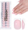 GZMAYUEN 32 Stück Nails zum Aufkleben Rosa French Full Cover Press on Nails, Kurze Quadrat Soft Gel Fake Nail Für Gelnägel Natural Nagelspitzen