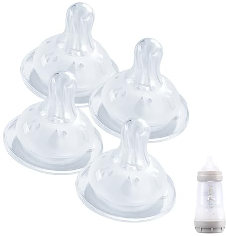 4 Pack Bottle Nipples Compatible with Mam Bottle, Soft Silicone Nipples for Bottle, Fit for MAM Bottles, Fast Flow, 6+ Months