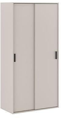 amuéblate online - Armario de Dos Puertas Correderas con Altillo Modelo Alaska para Dormitorios de Matrimonio e Infantiles, Color Beige, Medidas: 100 cm Ancho x 200 cm Alto x 50 cm Fondo