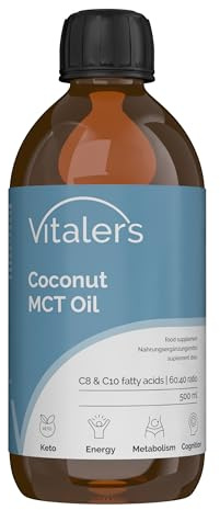 Vitaler's MCT Coconut Oil - 500 ml, Vegan, 1 month of Supplementation, No Preservatives, Pure Composition