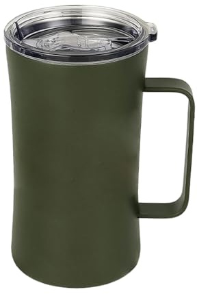 Thermobecher Mit Griff | Edelstahl Becher Mit Deckel - Spritzwassergeschützter Isolierbecher Für Heiße Und Kalte Getränke Mit 600ml Fassungsvermögen