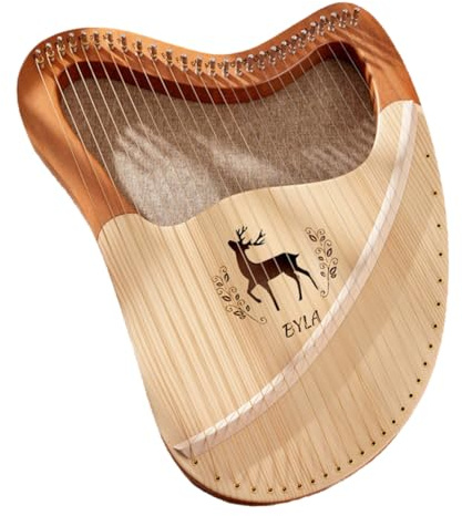 Harewtwy Lyre Harp High Quality Lyre Harp Solid Wood Mahogany Lyre Harp Instrument with Case Box Spare Strings 27 Strings