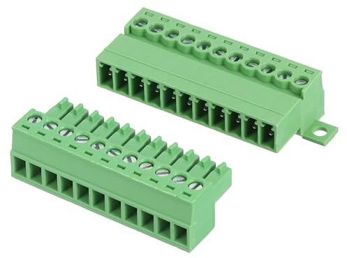 QUARKZMAN 1Set PCB Morsettiera a Vite Connettore 11 Pin Passo 3,5mm Verde | JM15EDGKP, Maschio & Femmina Terminale PCB Block, Terminale A Vite, ago dritto, Rame Stagnato