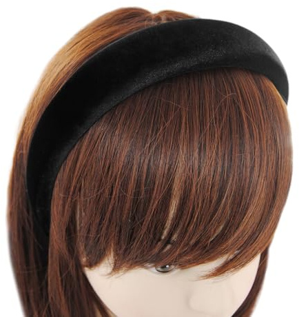 axy Gepolsterter Haarreif aus Samt Damen Breiter Stirnband Haarschmuck Haarreifen Hairband HRK10B (Schwarz)