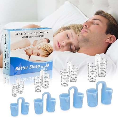 Anti Ronflement Efficace Puissant, Dilatateur Nasal Dispositif, Dispositifs Anti-Ronflement, Pince nez Anti Ronflement Réutilisable, Améliore la Respiration et le Confort du Sommeil. (Bleu)