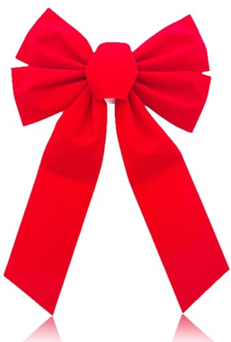URYVAIW Grand Nœud Cadeau Rouge, 23x33cm Nœud Géant, Polyester Décoration, Noël pour Cadeaux, Portes & Sapins, 1 Pièce