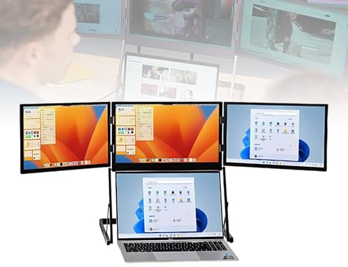 Acentesoft Monitor Triplo per Laptop Configurazione Schermo Triplo per Laptop 15,6 Pollici per Gaming, Editing Video e Multitasking Avanzato in Ufficio con Tre Schermi