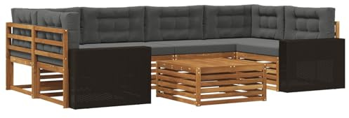 vidaXL Outdoor-Sofagarnitur 7 pcs Natur und Anthrazit Polyester, Gemütliches Outdoor-Set, modernes Lounge-Möbel, Garten-Sofa, tolle Terrassen-Sitzgelegenheit