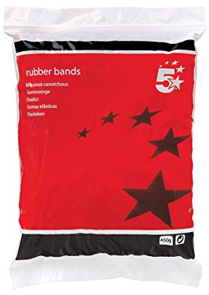 5 Star Elastic Bands (400 pcs) Size 76x6mm Brown Rubber Bands Office 454g Resealable Grip Bag