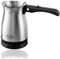 Alpine Cuisine Electric Turkish Coffee & Tea Maker | Stainless Steel Pot for Traditional Arabic & Greek Brewing | 4-Cup Capacity, Cool-Touch Foldable Handle, Cordless Base, Silver/Black