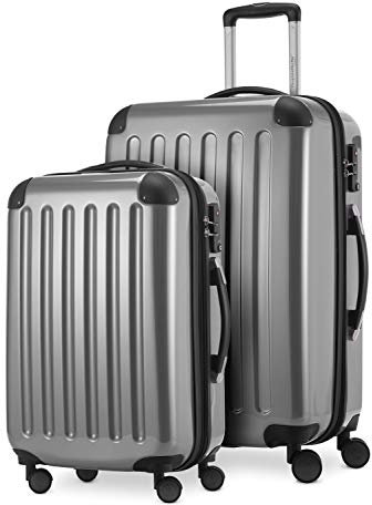 HAUPTSTADTKOFFER® · 2er Hartschalen Kofferset · Handgepäck 45 Liter + Koffer 87 Liter · TSA (Silber)