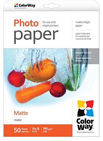 ColorWay Fotopapier Premium Matt 190g/m² 10x15 cm 50 Blatt - Inkjet, hohe Farbbrillanz, reflexionsfrei, schnell trocknend