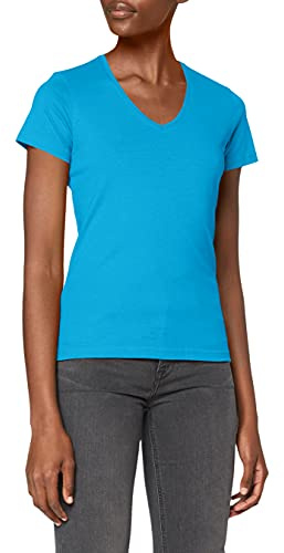 Stedman Apparel Damen Regular Fit T-Shirt Classic-T V-neck/ST2700, Blau - Ozeanblau, Gr. 36 (Herstellergröße: S)