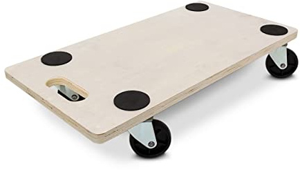 Relaxdays Transportroller 2er Set HxBxT:11x58x30cm, Holz, mit Griff, natur | Möbelroller/Transportwagen, bis 200kg