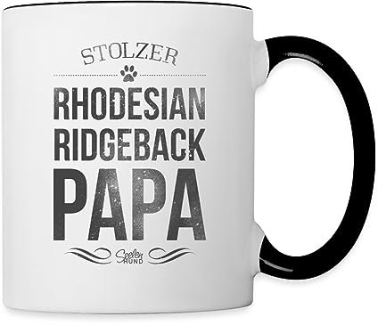 Spreadshirt Stolzer Rhodesian Ridgeback Papa Tasse Zweifarbig, One size, Weiß/Schwarz