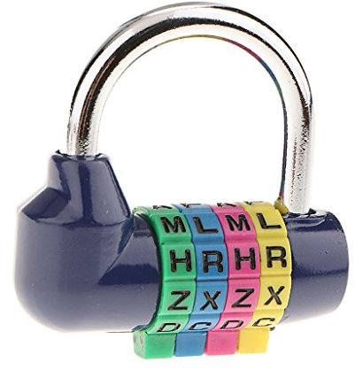 MagiDeal Serrure Cadenas à Combinaison à 4 Lettres pour Le Casier de Gymnase d'Ecole, Casier de Sports, la Barrière, la Boîte à Outils, l'affaire, Le Stockage de Moraillon - 56mm, Bleu