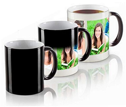 Personalised Magic Mug Image Photo Collage Colour Changing Black Heat Activated Gift Mug Your Image Photo Logo Text Create Your own Mug Cup Hidden Message Birthday Christmas