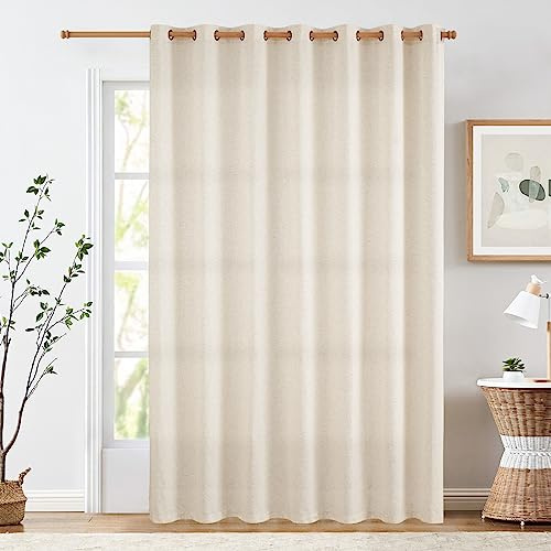 jinchan Linen Curtain 84 Inch Light Filtering Grommet 1 Panel Beige