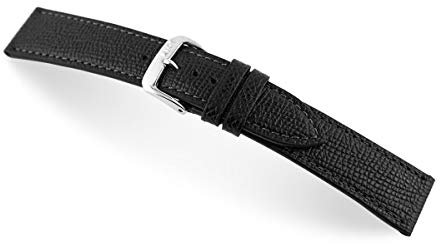 RIOS1931 Herren Uhrenarmband French Mod. 45 Echt Rindsleder Breite 19 mm Länge 114/82 mm Farbe schwarz
