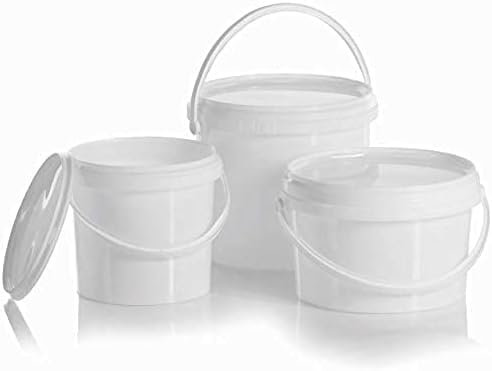 B2C Plastic Buckets Tubs White Containers Tamper Evident Lids 0.5L 1L 3L 5L 10L 25L (5, 5L)