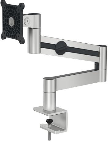 Durable Monitor Halterung mit Tischklemme, flexibler Schwenkarm 360° drehbar, für VESA Bildschirme 21-27, silber, 508323