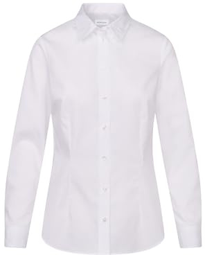 Seidensticker Damen Women Regular Longsleeve Cotton Bluse, Weiß(080635), 42 EU