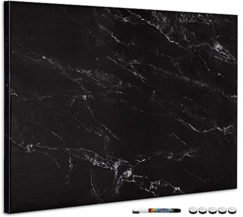 Navaris Magnettafel Magnetpinnwand Memoboard zum Beschriften - 90x60 cm Notiztafel div. Designs - Tafel abwaschbar mit Magneten Stift