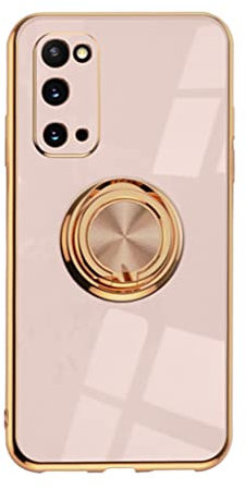 Handyhülle Kompatibel mit Samsung Galaxy S20 Hülle Silikon TPU Ultra Dünn Case mit 360 Grad Ring Ständer Bumper Schutzhülle Fingerhalter Magnetische Autohalterung Stoßfest Cover (Rose Golden)