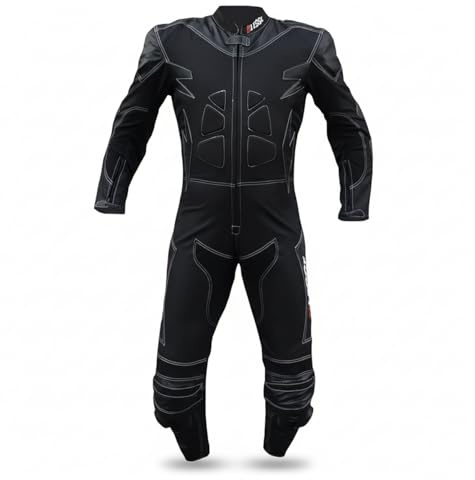 BI ESSE - Tuta da MOTO intera in pelle e tessuto,ideale per strada,viaggi lunghi,touring, pitbike,completa di gobba e protezioni rigide