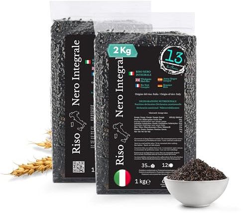 Arroz Negro Integral Italiano 2 kg | Cultivado en Piemonte, Italia | Rico en Fibra, Sin Gluten – Alternativa Sabrosa para Recetas Creativas | 13 di Ilaria