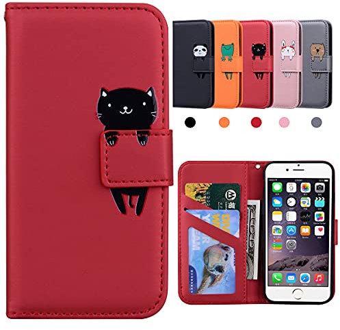 Kedic iPhone 6s Plus Case, iPhone 6 Plus Case, iPhone 6 Plus Case with card holder, Flip Wallet Case for iPhone 6s Plus, [Drop Protection, Non-slip,Shockproof](iPhone 6 Plus / 6S Plus, Red)