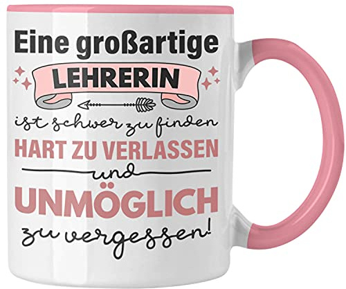 Trendation - Lehrerin Geschenk Tasse Geschenkidee Lustig Danke Sprüche Dankeschön Grundschule (Rosa)