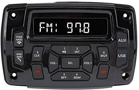 Citreal Radio de audio estéreo marino con Bluetooth, receptores estéreo para coche, reproductor MP3, barco, con radio AM/FM, entrada USB para carrito de golf, motocicleta, unidad principal, sistema de