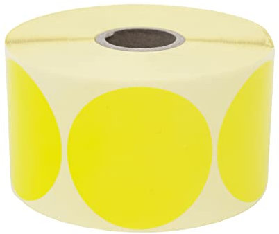 Prolac Markierungspunkte – 1000 Stück Bunte Klebepunkte auf Rolle, 50x50 mm - Gelb, Glue Dots, Selbstklebende, Runde Aufkleber perfekt für Kennzeichnung im Büro, Sticker rund