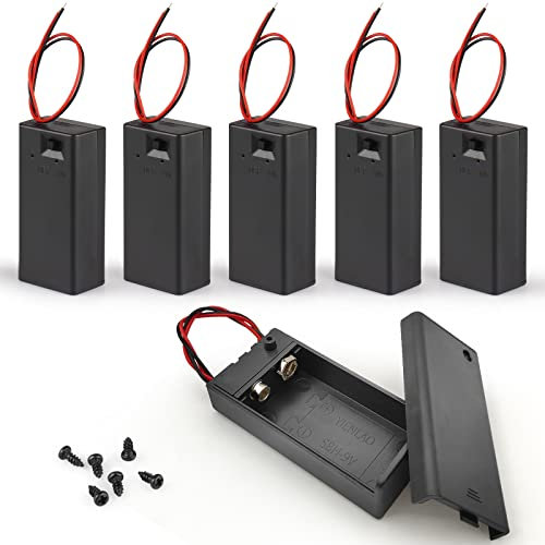 VWEICYY 6PCS 9V Battery Holder,9 Volt Battery Holder with Leads，Widely Used in Student Experiments,LED Strips or Other Devices with 9V Batteries (6 Pack)