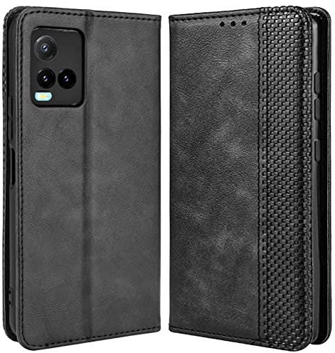 MOJIA Coque pour Vivo Y21s / Y21 / Y33s, Étui en Cuir, PU Housse Pochette Antichoc et Anti-Rayures Fonction Stand Rabat de Portefeuille Etui Coque. Noir