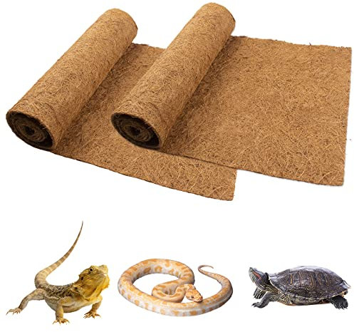 Reptilien-Teppich Kokosfaser, 2 Pack natürliche Reptilien-Teppich Terrarium Liner Bedding Reptil-Substrat Matte Lieferungen für Bartagame Leopard Gecko Iguana Schlange