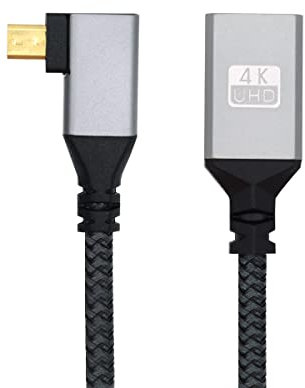 chenyang CY Micro HDMI to HDMI Cable,Micro HDMI 1.4 Male to HDMI Female 4K Extension Cable 90 Degree Right Angled