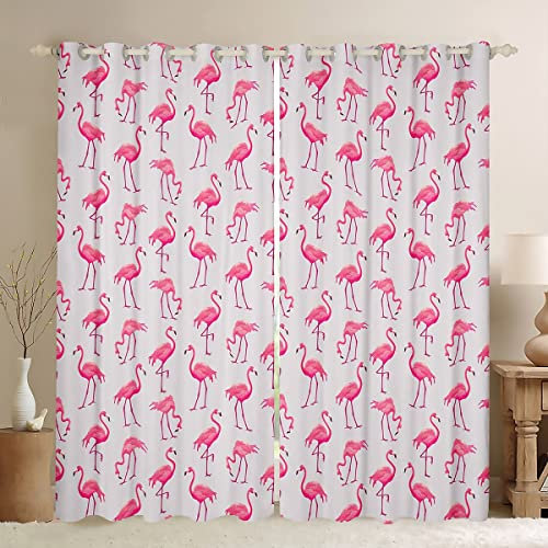 Loussiesd Flamingo Blickdichte Vorhänge Tropisch Flamingo Fenstervorhang 183x117cm für Kinder Jungen Mädchen Dekor Tier Dekor Vorhänge Mikrofaser Rosa Vorhänge Schlafzimmer Vorhang