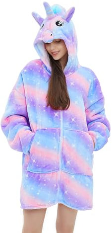 Übergroße Kapuzendecke, Sweatshirt aus Sherpa, weich und warm, mit großer Vordertasche, bequem, Plüsch, Kapuzenpullover, für Erwachsene, Jugendliche, Kinder, drinnen und draußen, Violetter