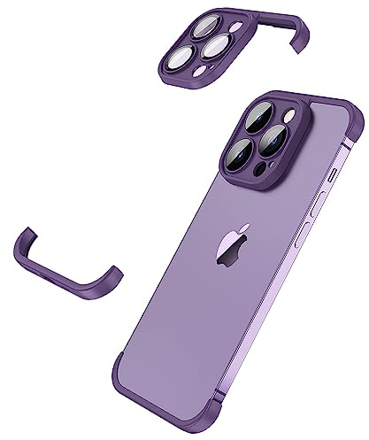 MIMGOAL Frameless Case for iPhone 15 Pro Case with Camera Protector, Soft Silicone Shockproof Phone Borderless Cover, Ultra-Thin Lightweight Bumper Frameless Slim Cover Purple