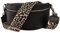 MIRROSI® Bauchtasche Damen, Echtleder, Made in Italy, Umhängetasche, Brusttasche, Crossbody Bag (1 Tasche & 2 Gurte) (Schwarz (Leo Schwarz), Große Tasche (28x18x9cm))