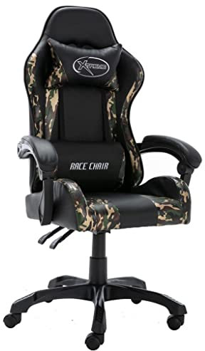 vidaXL Sedia da Gaming Nera e Mimetica in Similpelle