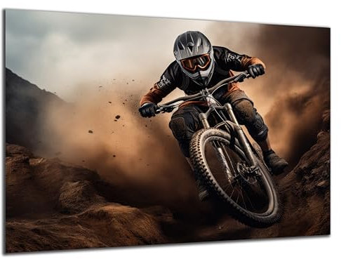 DARO Design - Wand-Bild 6mm HDF 70x50 cm Mountainbiker MTB Trail - Wand-Deko Bilder Wohnzimmer