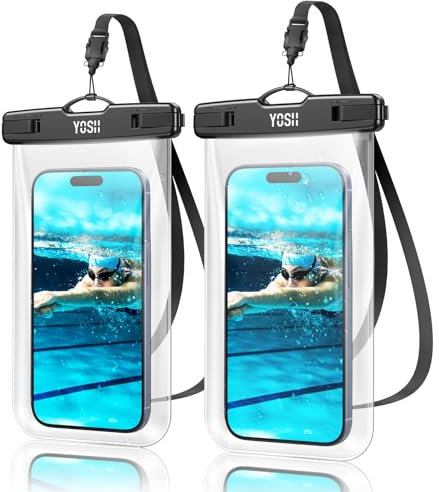 YOSH Senza Bordi Custodia Impermeabile Smartphone, IPX8 Cover Subacquea 2 Pezzi, Custodia Telefono Subacquea per iPhone 16 15 14 13 Pro Max Mini XR XS X SE, Samsung S24 S23 Ultra Fino a 7,2”