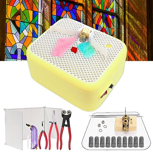 BTLIGHTING Buntglas-Set, Buntglas-Schleifer-Set für Buntglas-/Mosaik-Kunsthandwerk, Glaskunst-Schleifformmaschine, inkl. Schleifer und Glasschneide-Set, 3 Schleifer-Bits und DREI SI