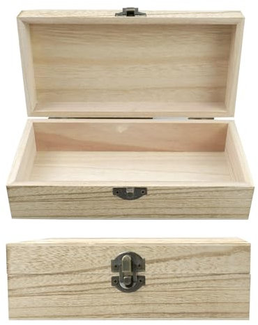 oupados Unfinished Wooden Boxes Brown Wooden Box With Lid Small Wooden Box Suitable For Storage Of Jewelry, Necklaces, Cosmetics, Tea, Coffee And Other Items 20×10×6cm